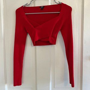 Express Red Long Sleeve Crop Top
